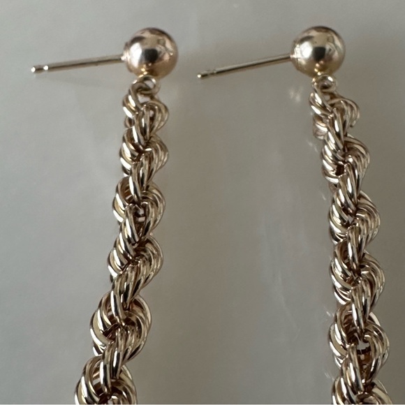 14k Solid Gold Rope Earrings - Picture 10 of 16